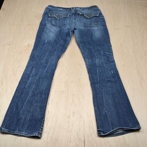 Express, Thick Stitch, Distressed, Boot Cut Jeans, Women's (12R)